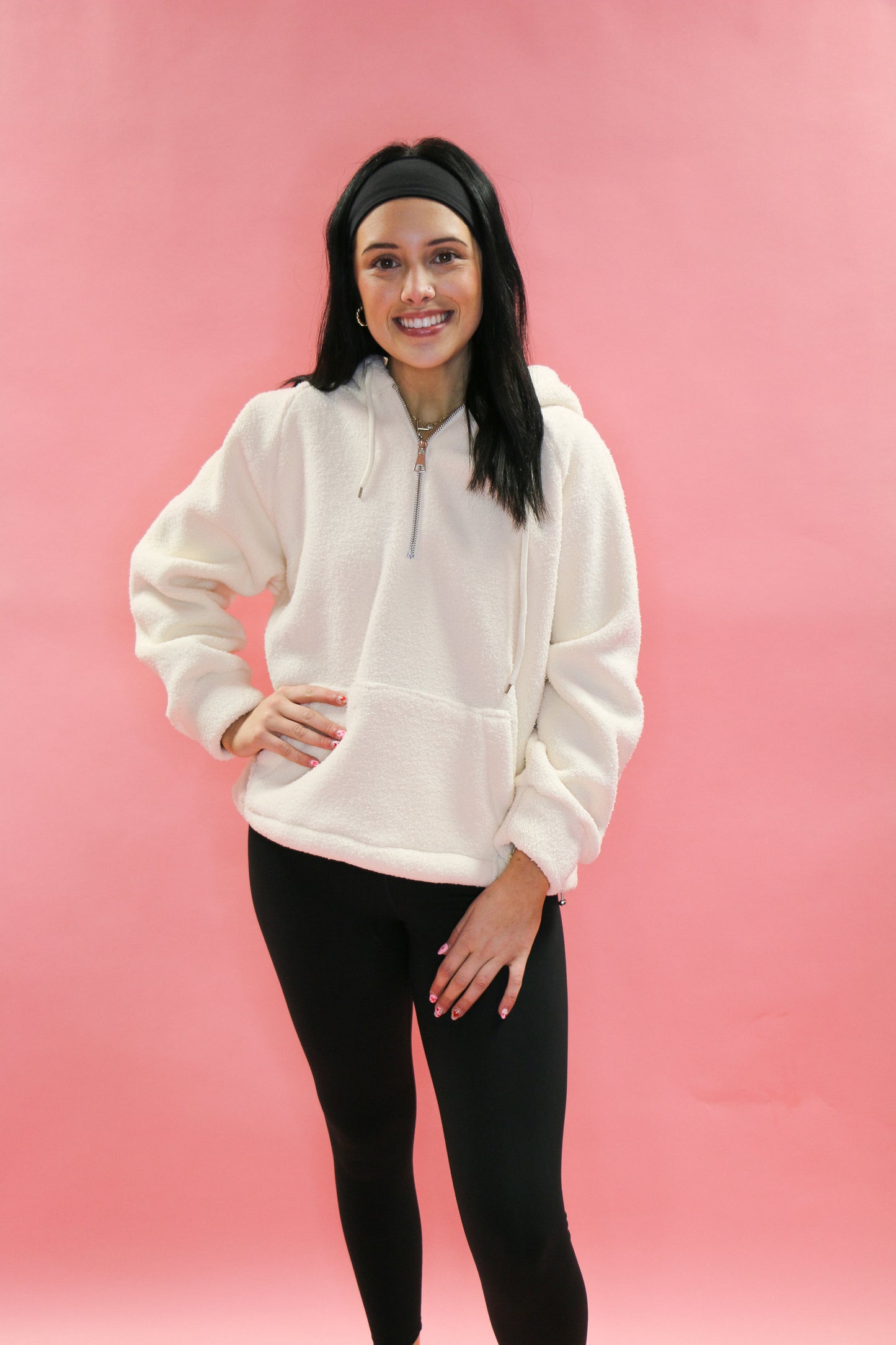 Mackenzie Brushed Half-up Zip Hooded Sweatshirt