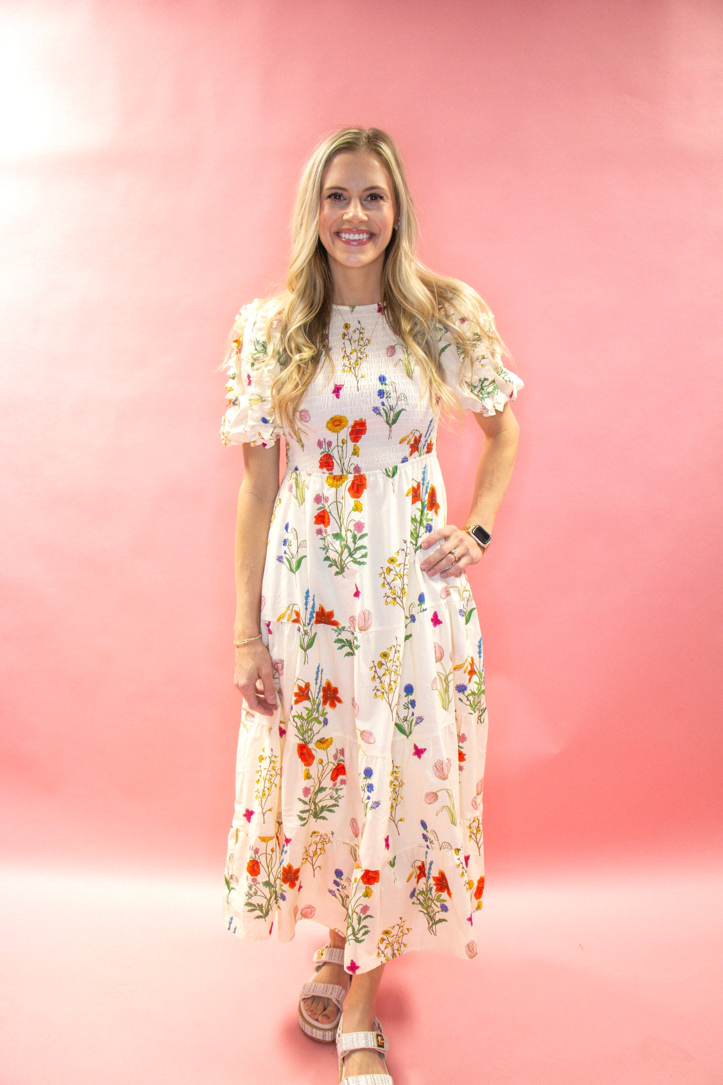 PUFF SLEEVE FLORAL MAXI SLEEVE DRESS