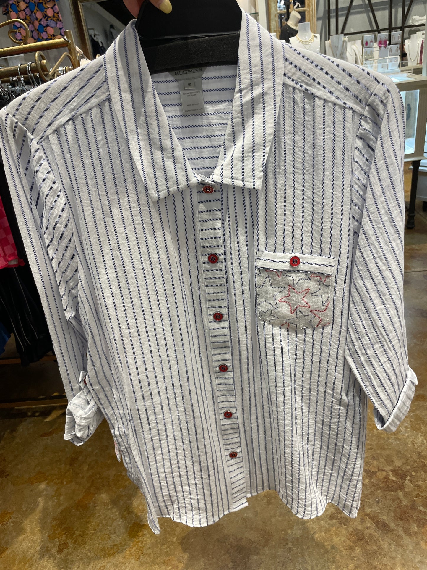 Roll Tab L/S 3-PKT Bttn Frt Hi-Lo Shirt