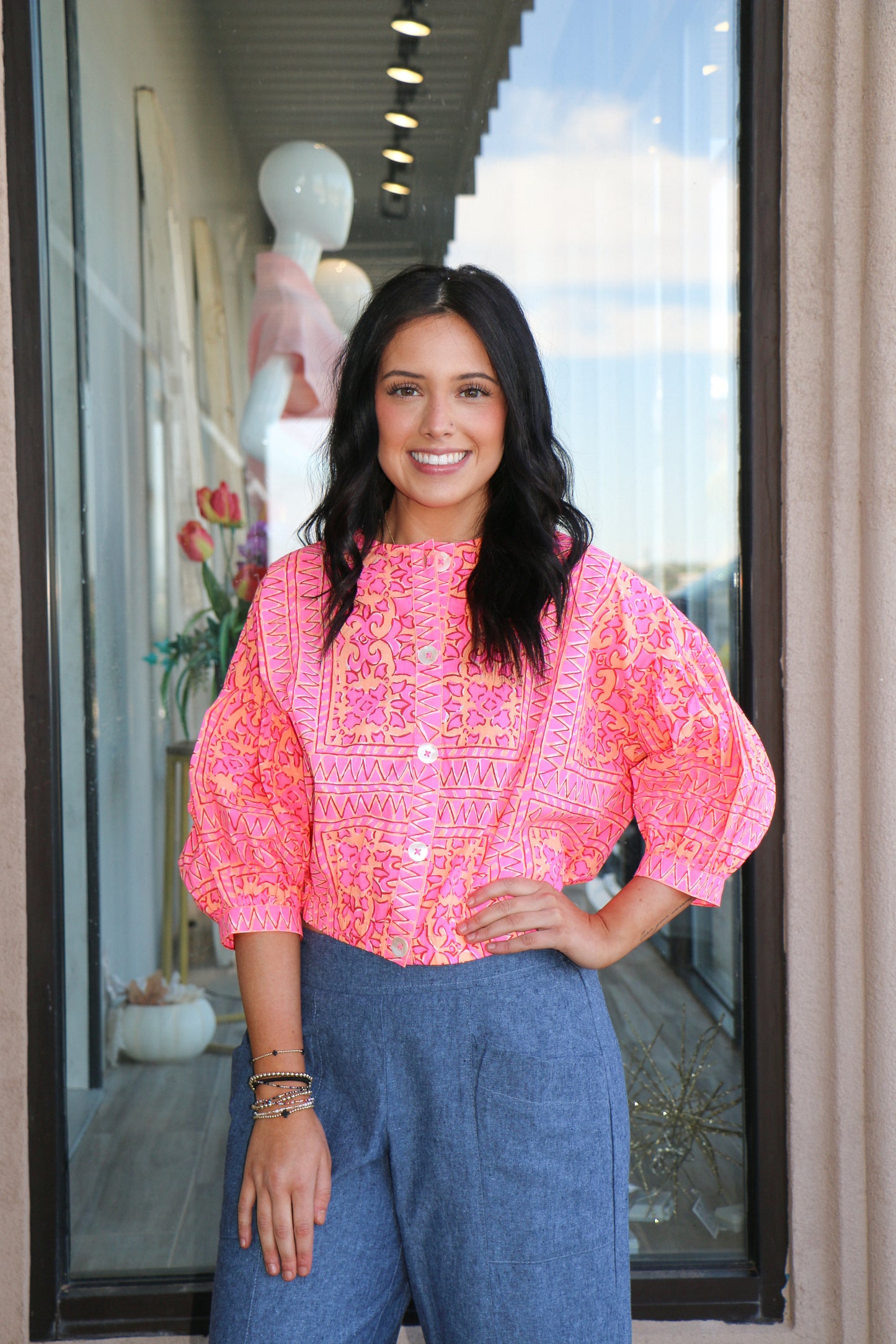 Neon Block Jacket Blouse