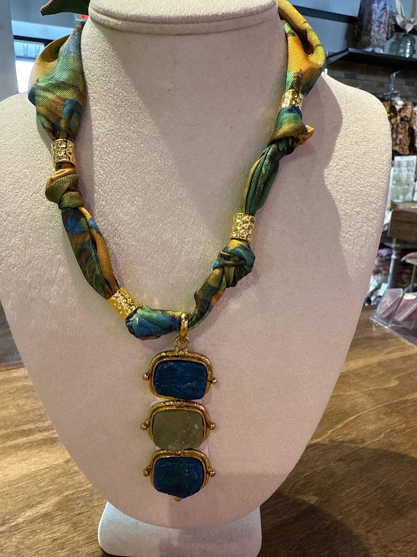 Vibrant scarf necklaces