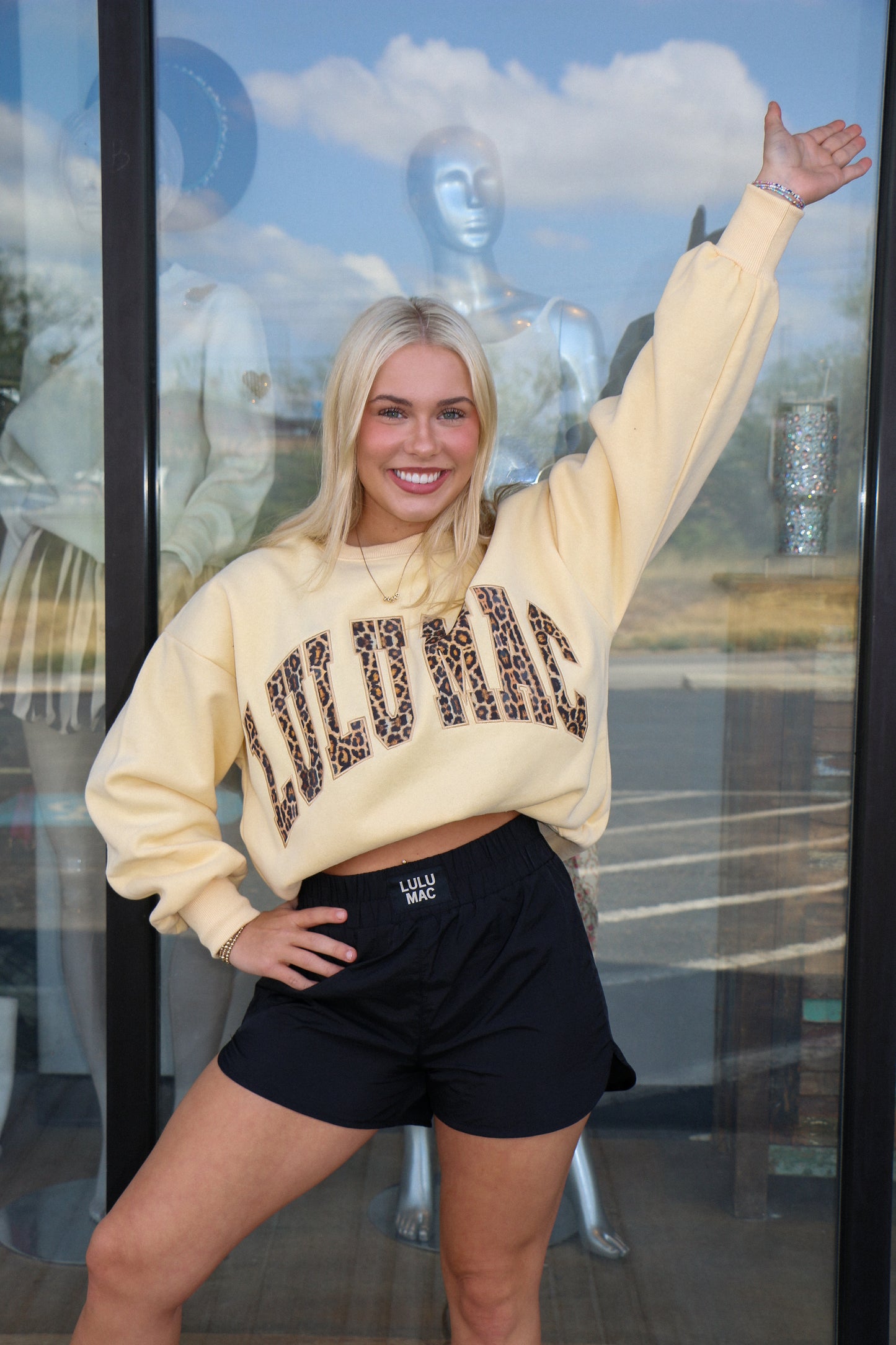 "Lulu Mac" leopard block sweatshirt