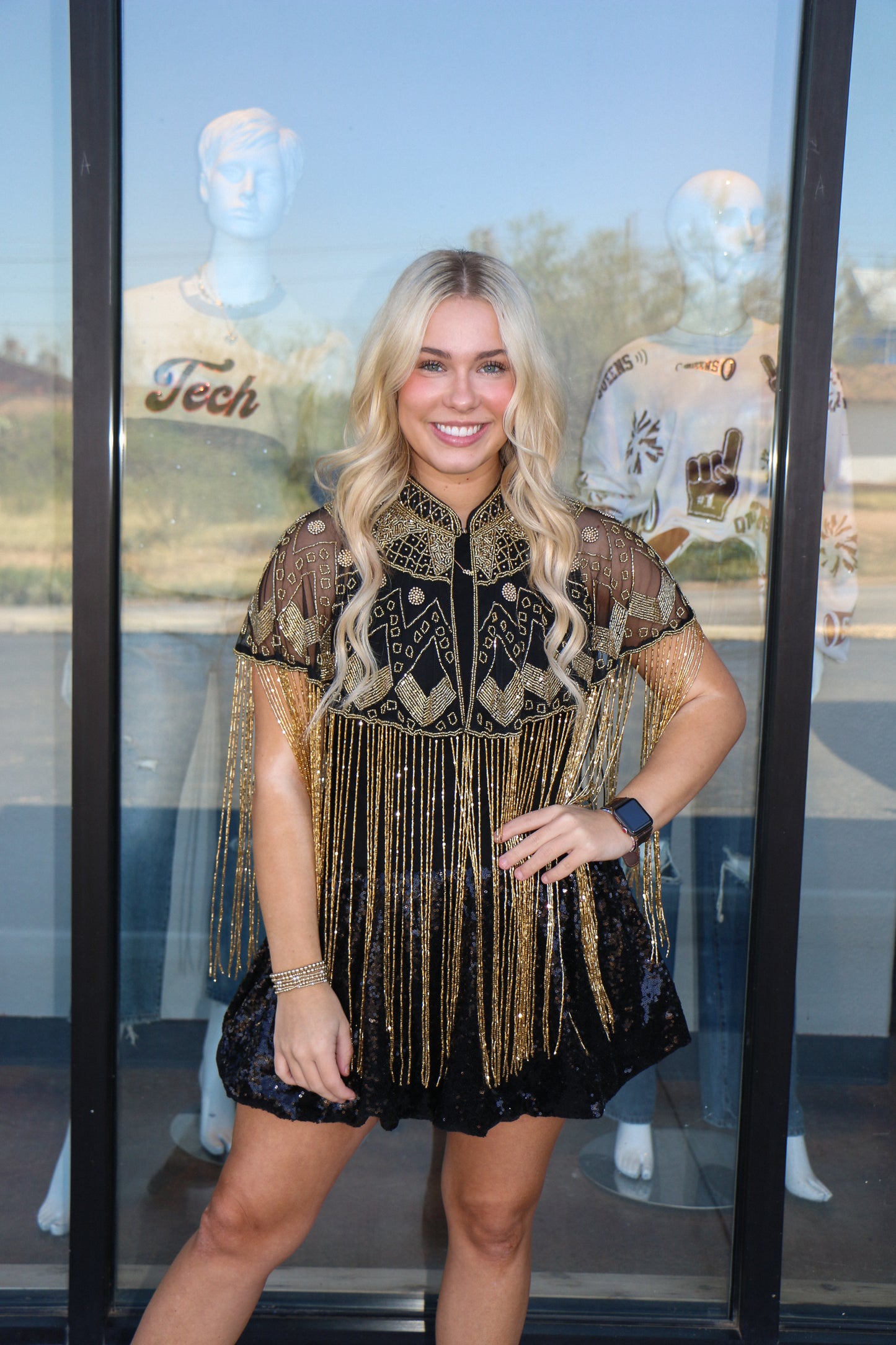 Beaded Cape Gold ONE SIZE