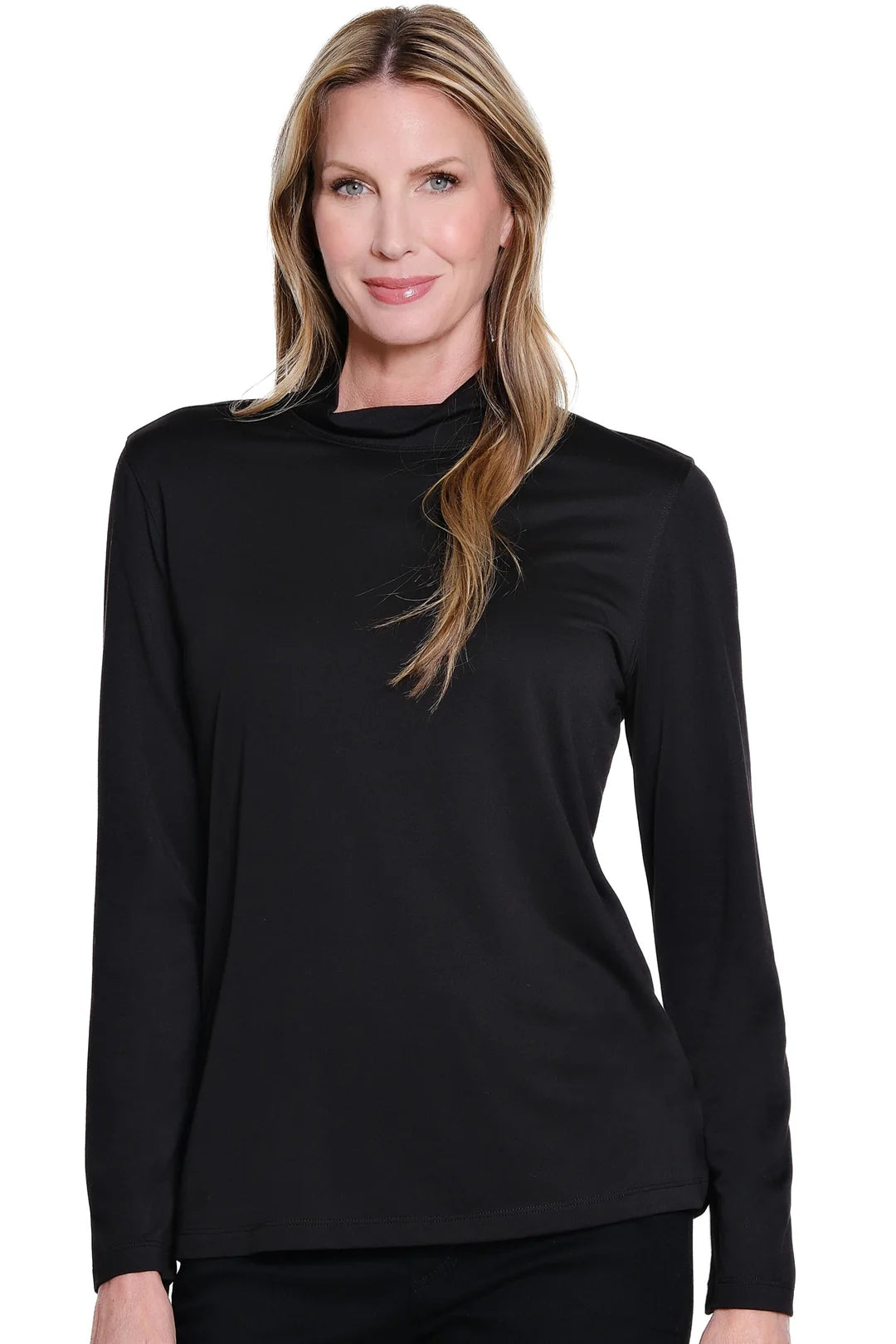black mock neck top