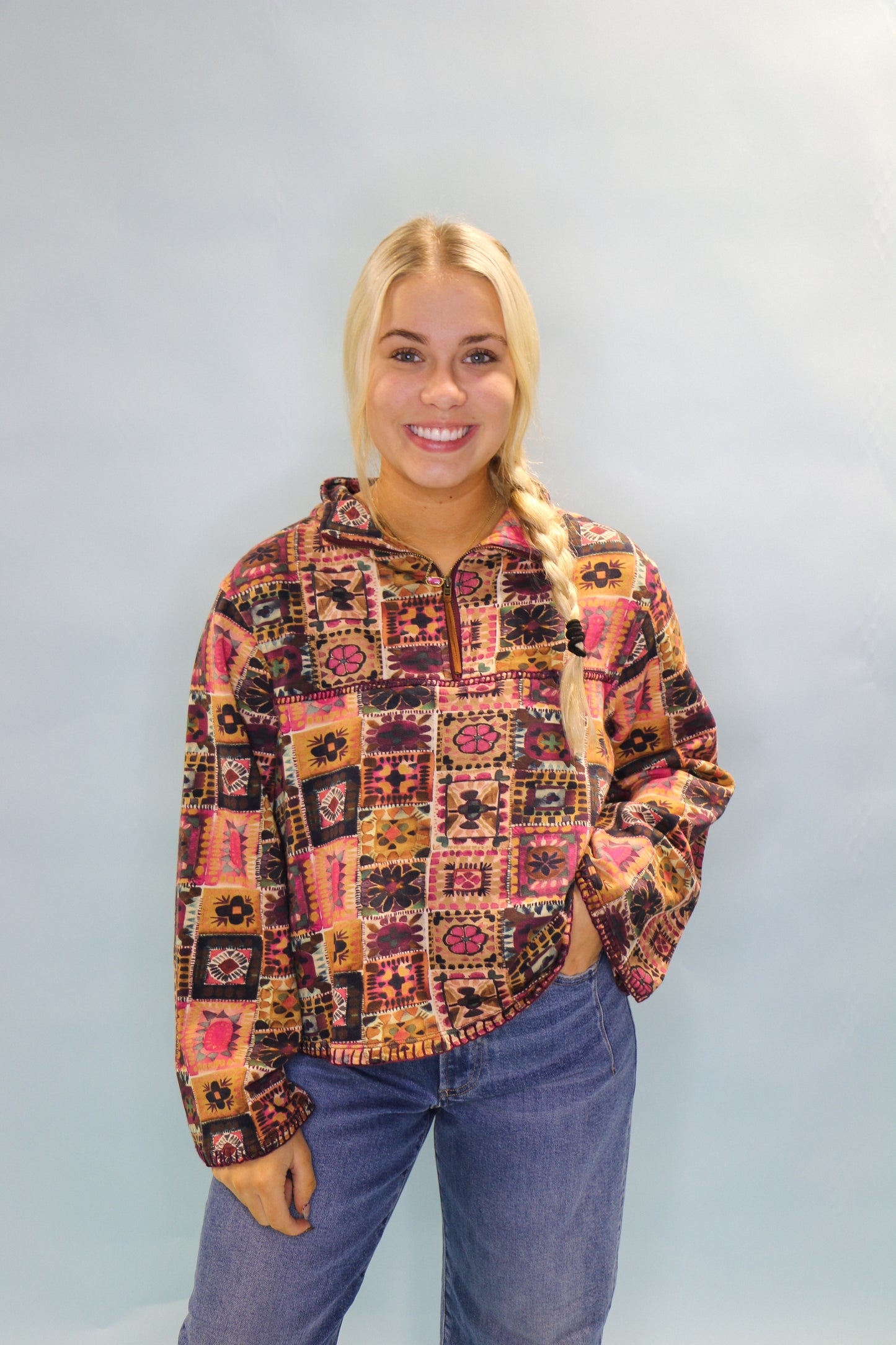 ZIP FRONT TERRY PULLOVER