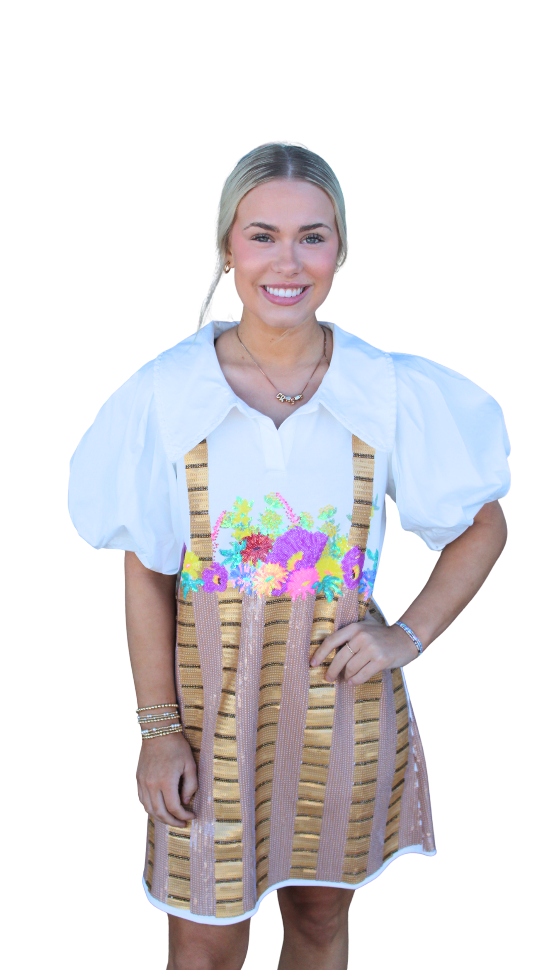 Poof Sleeve Easter Basket Tee Dress