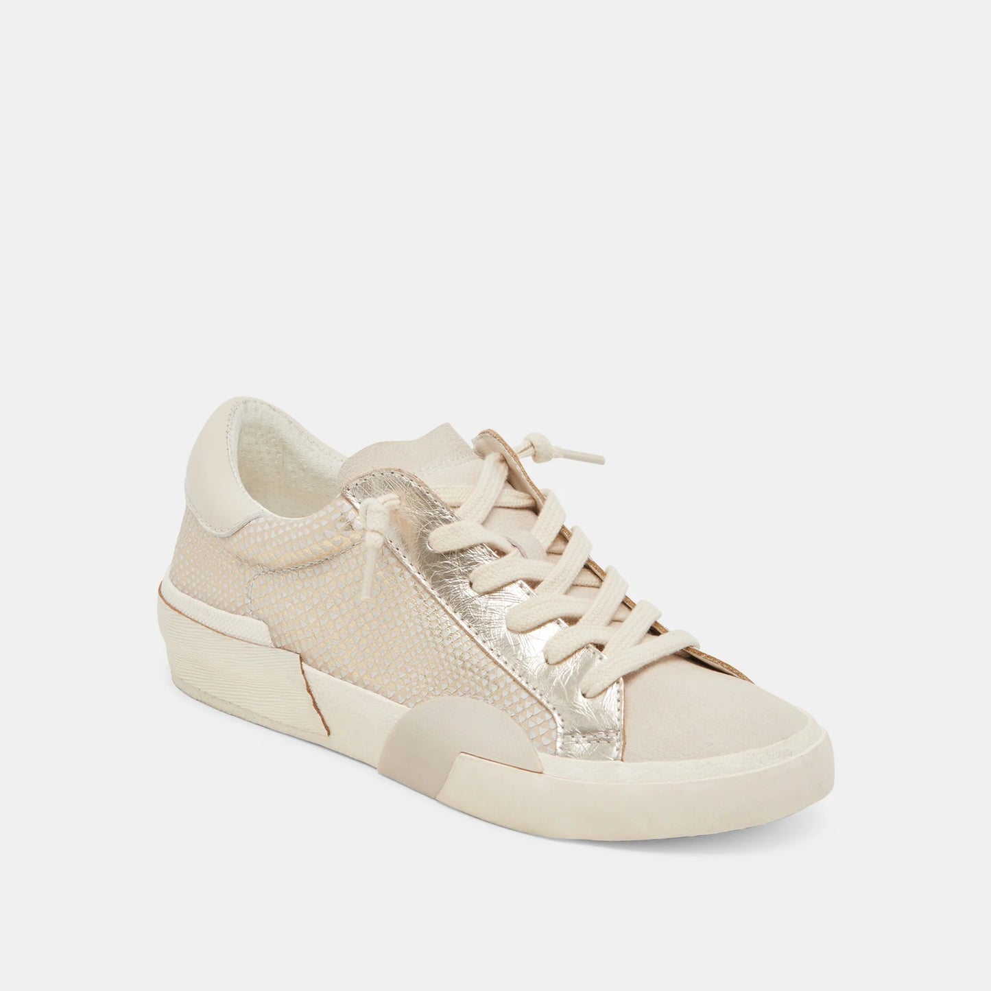 Zina Champagne Embossed Leather Tennis Shoe