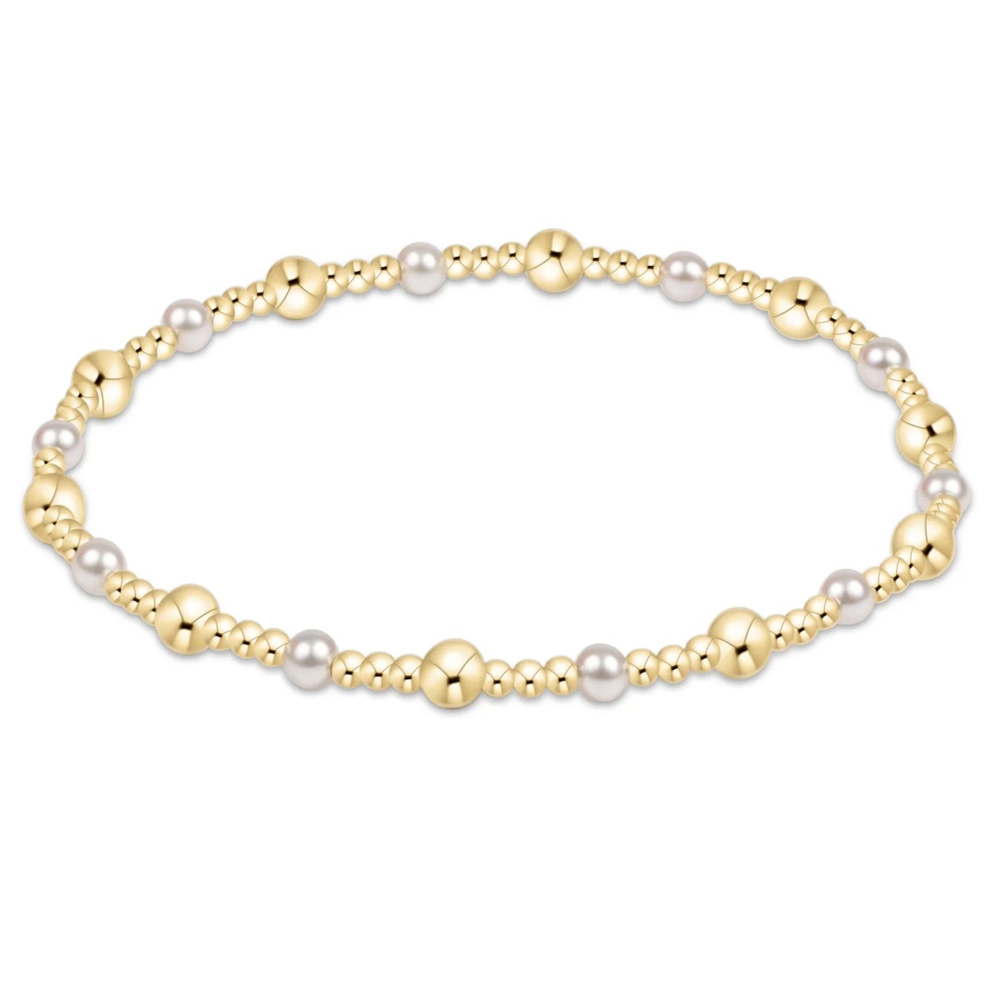 classic gold sincerity pattern 4mm pearl bead brac