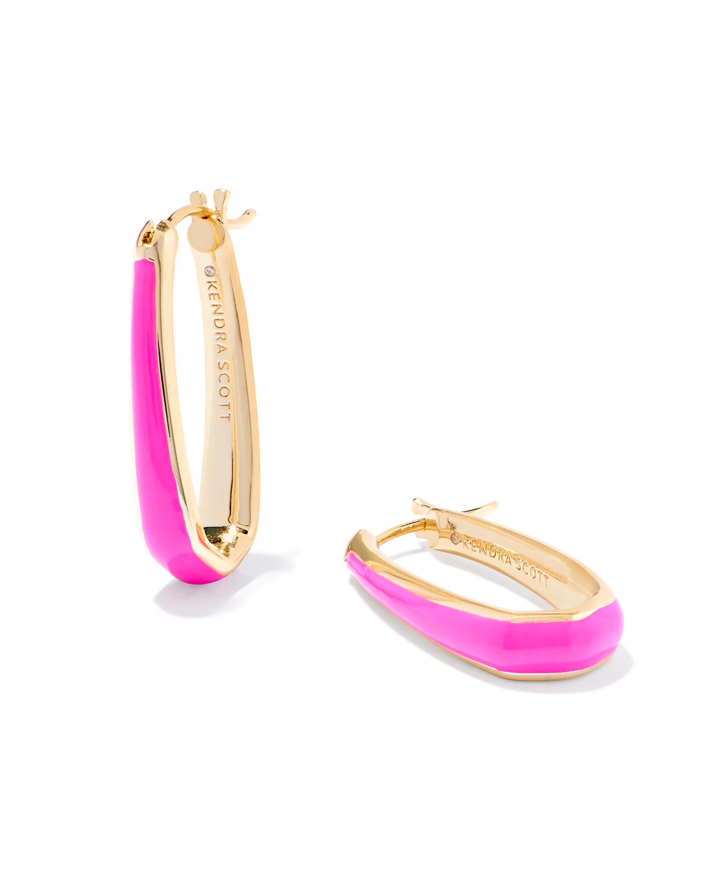 Kelsey Hoop Ear Gold Pink Enamel