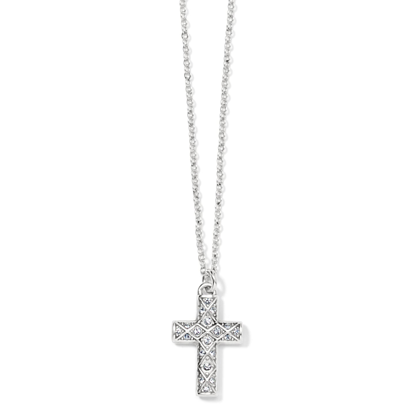 Silver diamond cross necklace