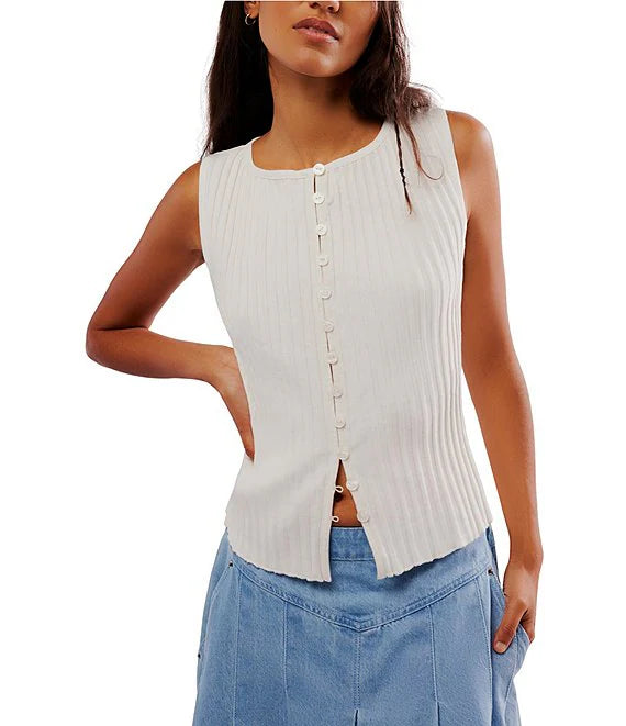 Tilly Ribbed Sleeveless Fitted Vest