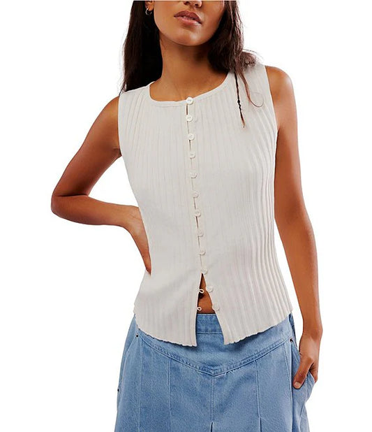 Tilly Ribbed Sleeveless Fitted Vest