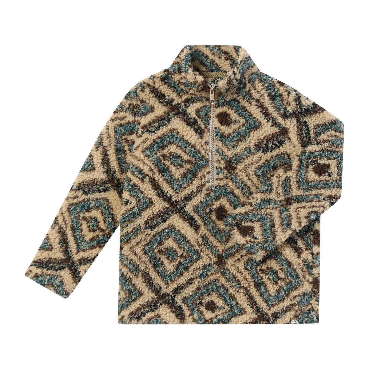 Brown/Teal Multi Stripe Sherpa Pull Over