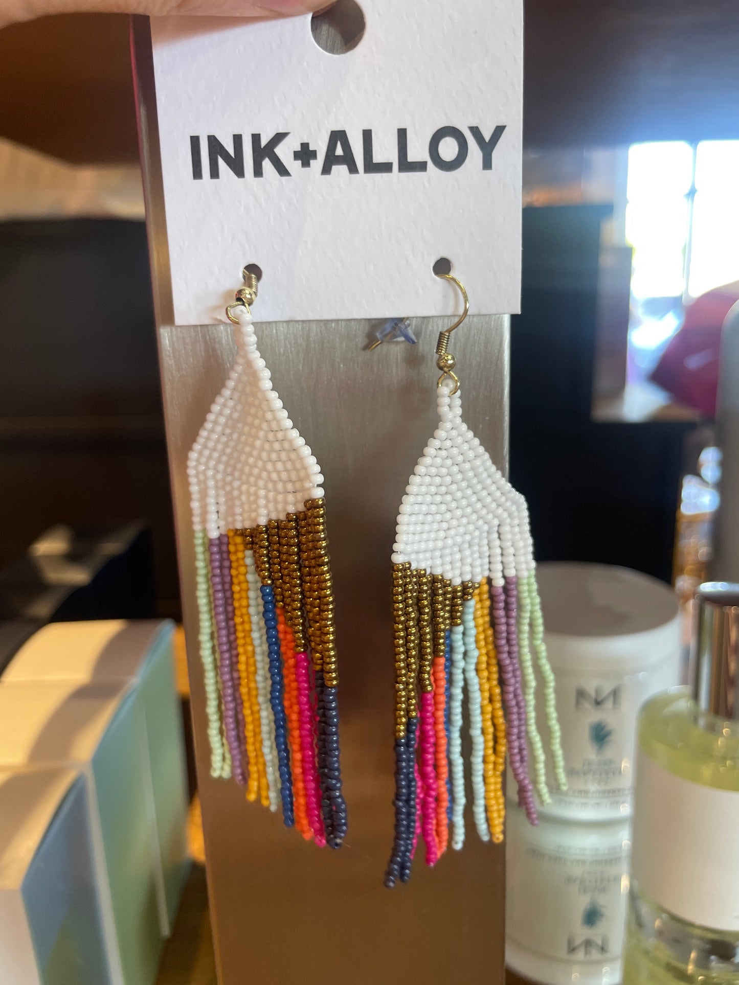 ELISE CHEVRON BEADED FRINGE EARRING