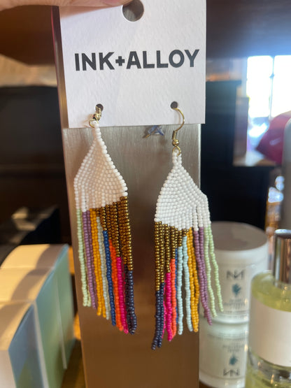 ELISE CHEVRON BEADED FRINGE EARRING