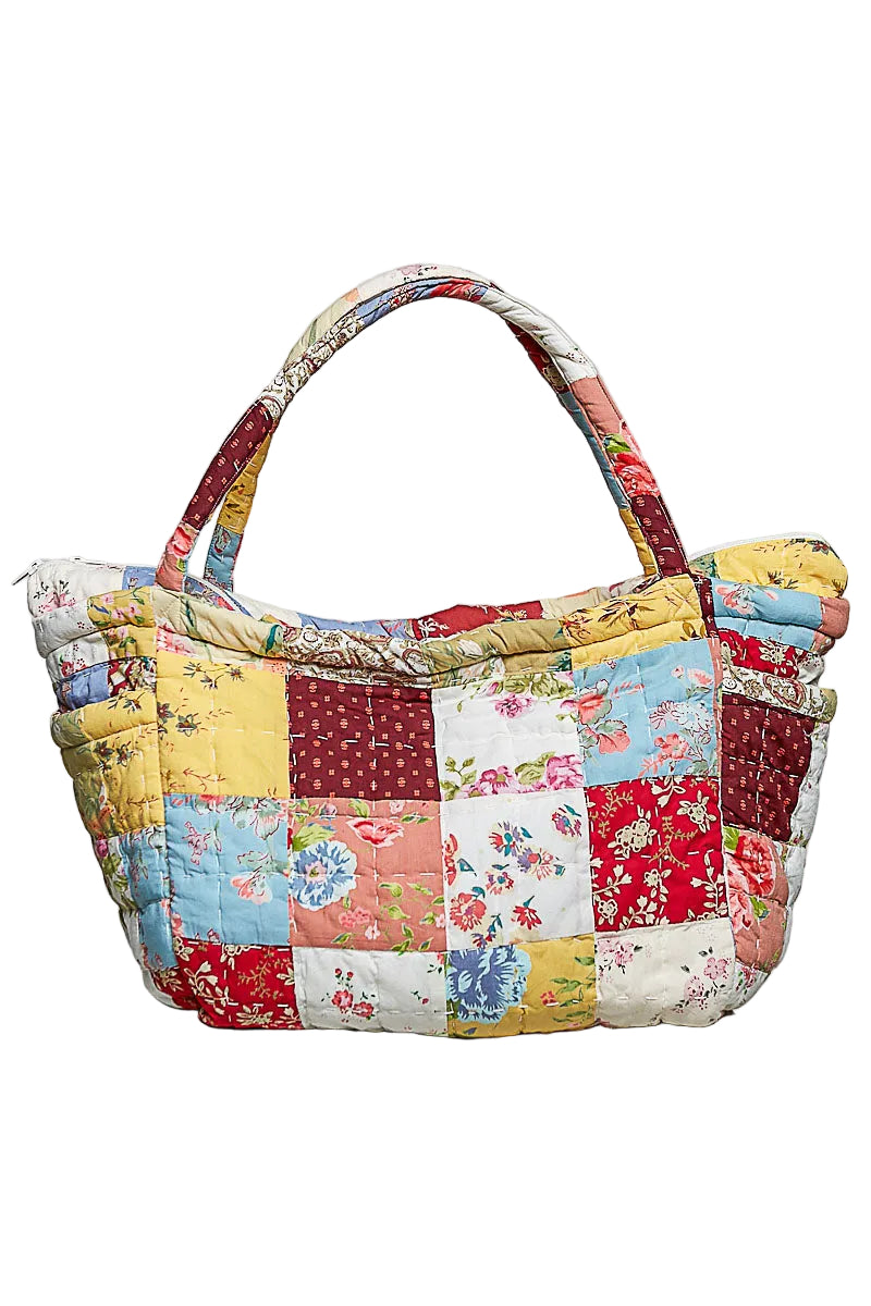 floral quilted tote bag