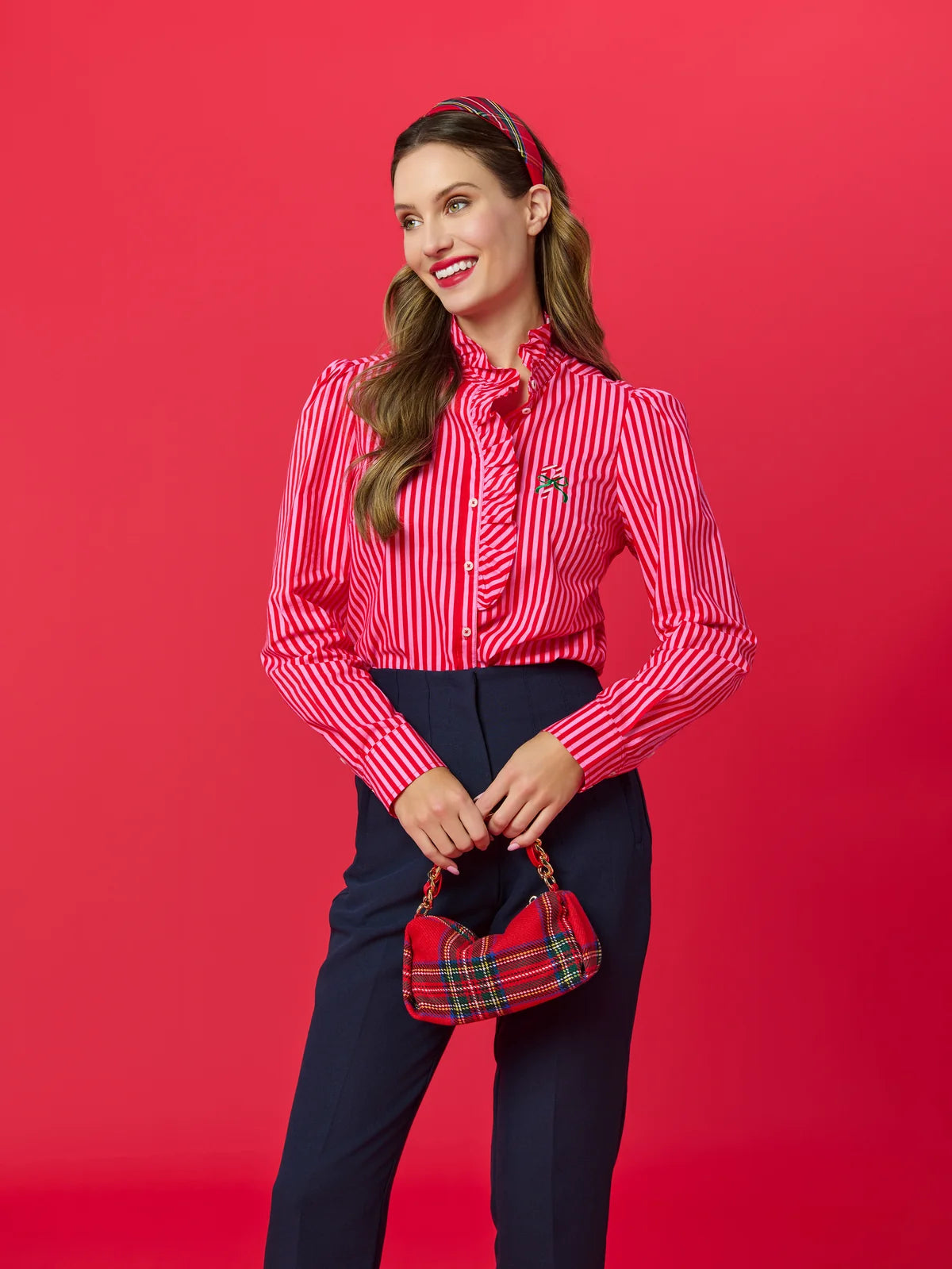 Candy Cane Ruffle Blouse