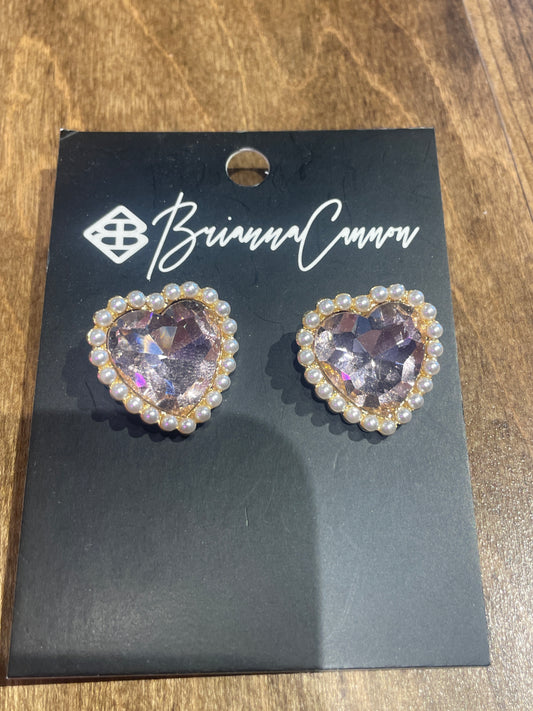 LIGHT PINK CRYSTAL & PEAL STUDS