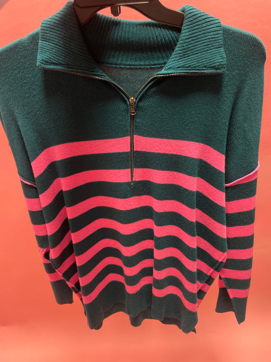 Collared Quarter Zipper Oversized Sweater