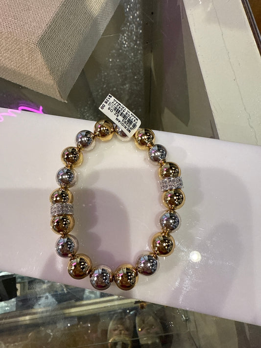 Meridian sil/gld chunky stretch braclet