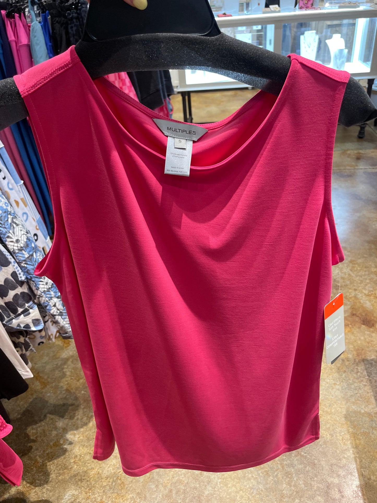 high neck tank top hot pink