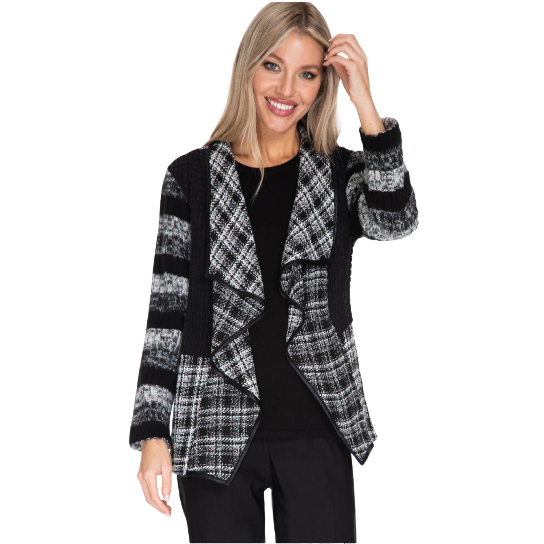 Black and White plaid Shawl Plus Size