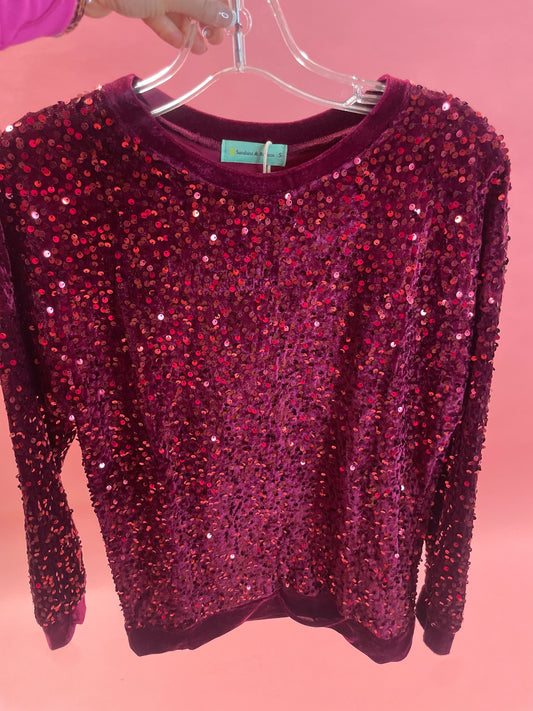 MULTI SEQUIN maroon SHIRT