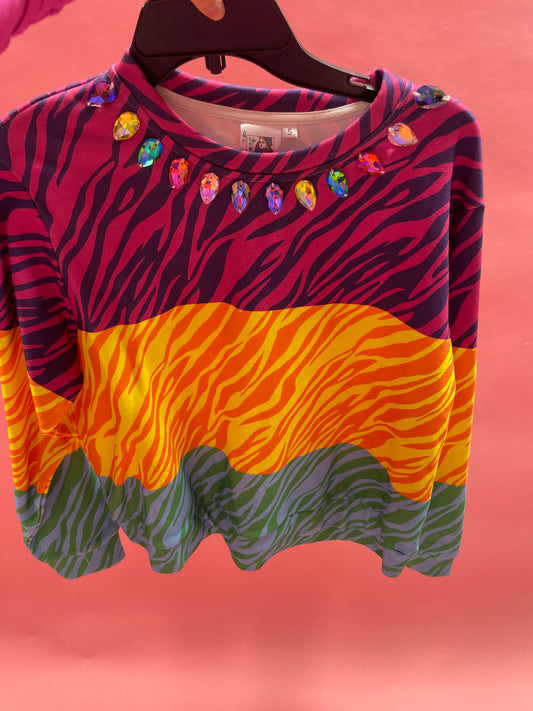 TRI COLOR ZEBRA SWEATER