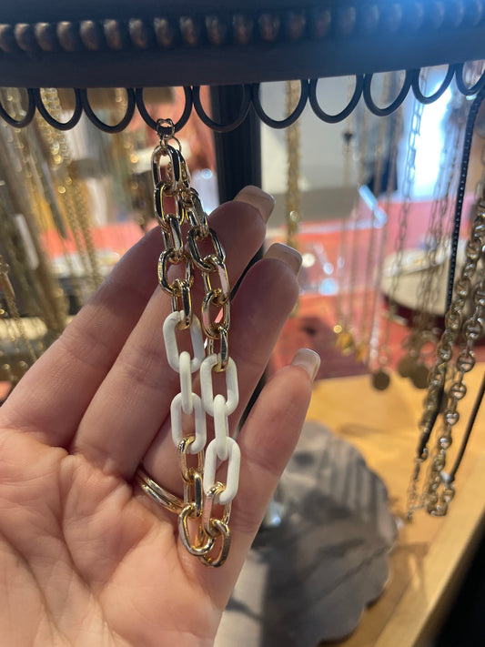 GOLD/WHITE CHAIN BRACELET
