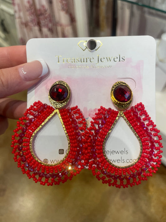 mariana druzy tear drop red
