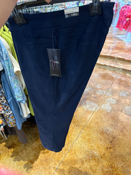 Midnight blue pull on ankle pant