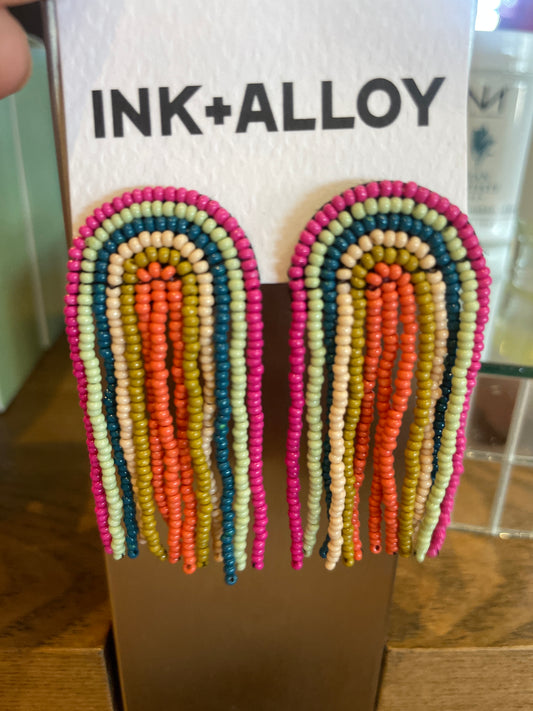 RAINBOW STRIPE BEADED FRINGE
