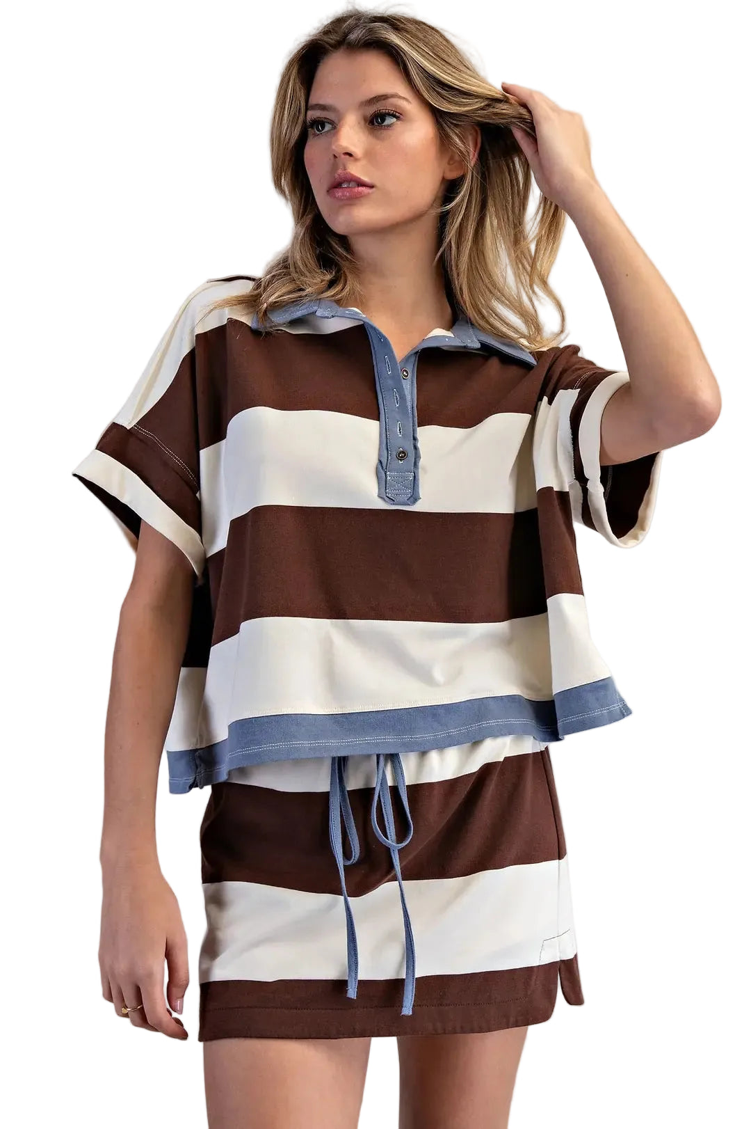 Strip coco skort set