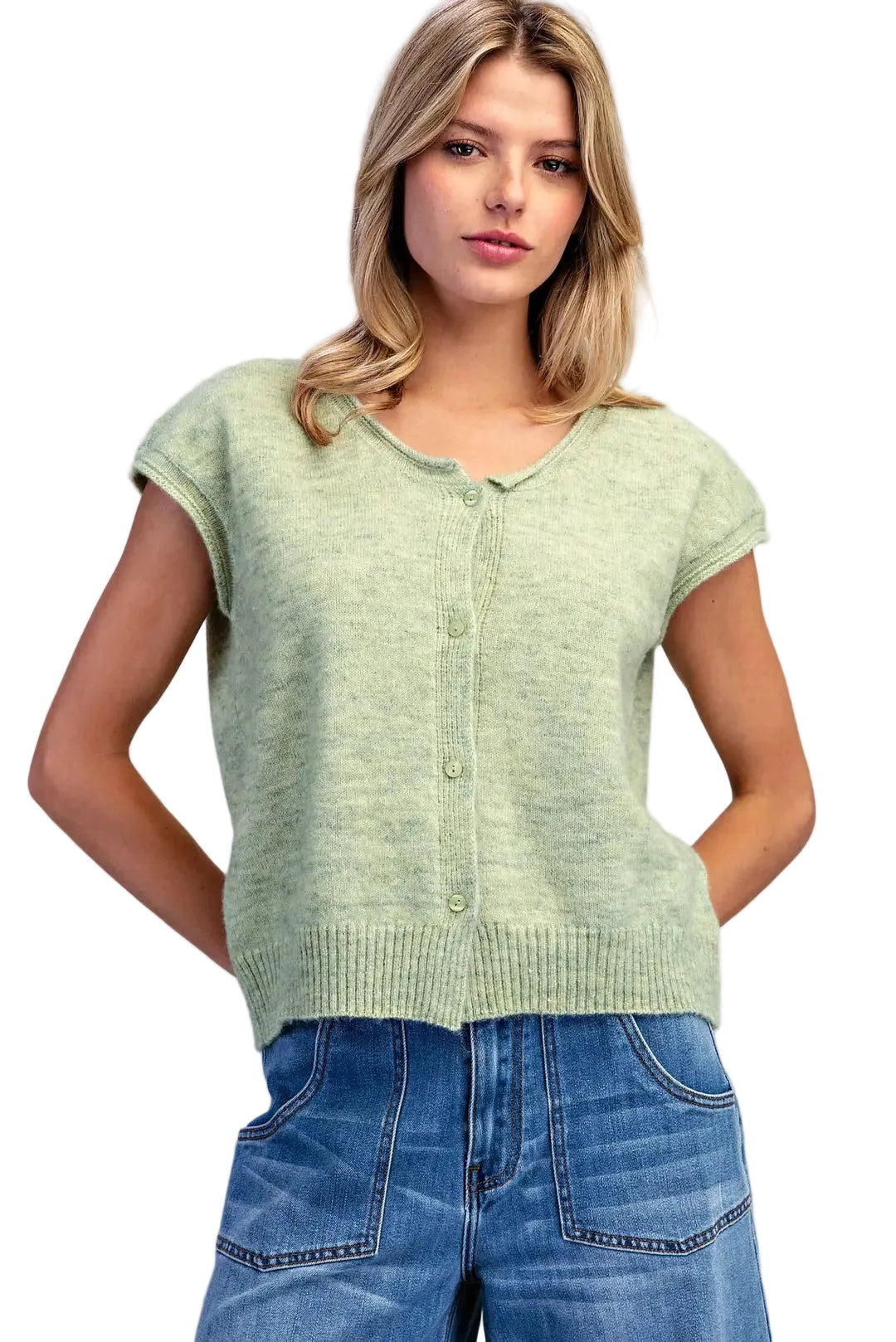 Cap Sleeve Button Front Cardigan