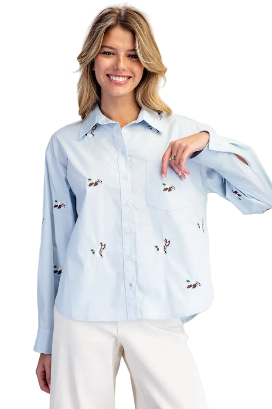 Sky Blue Duck Button Up