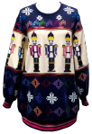 Navy Multi Vintage Nutcracker& Needlepoint Snowflake Sweatshirt Dress