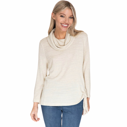 VANBEAN COWL COLLAR SIDE DRAWSTRING TOP