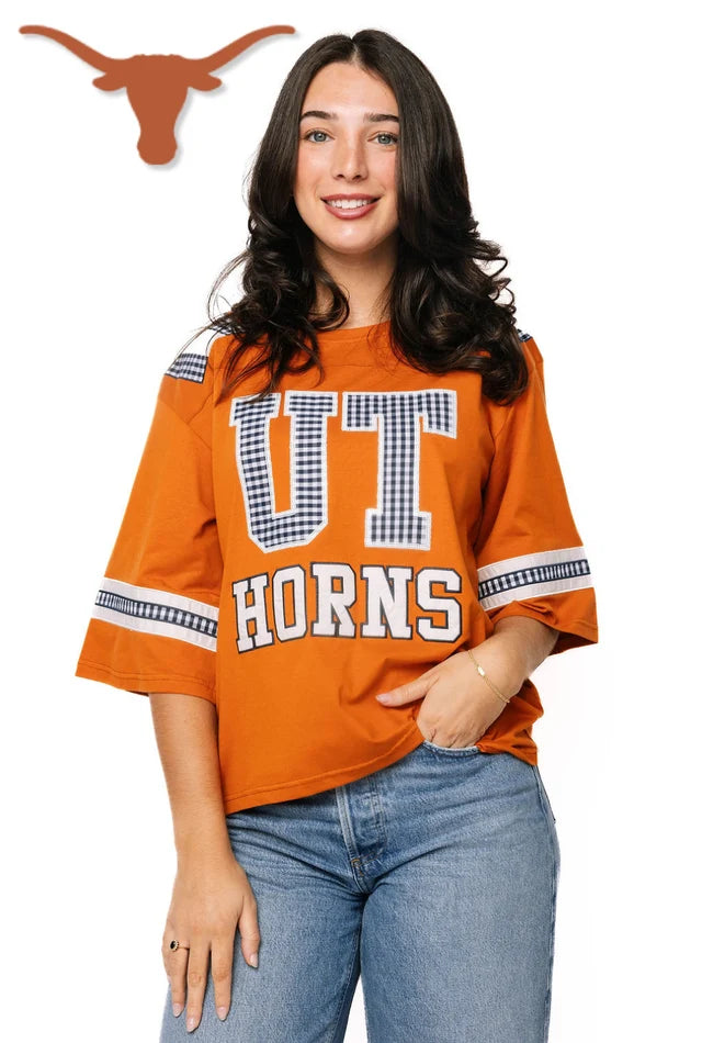 Licensed Texas Oversized Gingham Jersey Tee