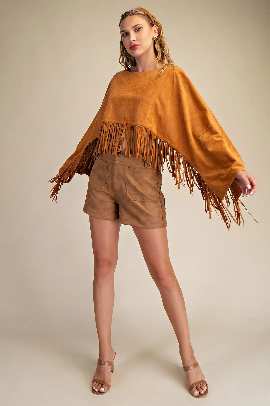 Suede Fringe Cape