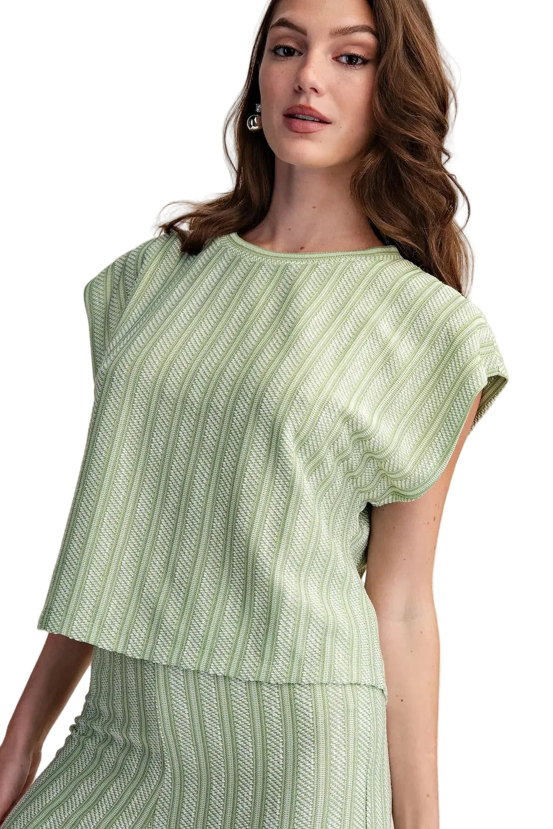 Crew Neckline Cuffed Short Sleeves Top