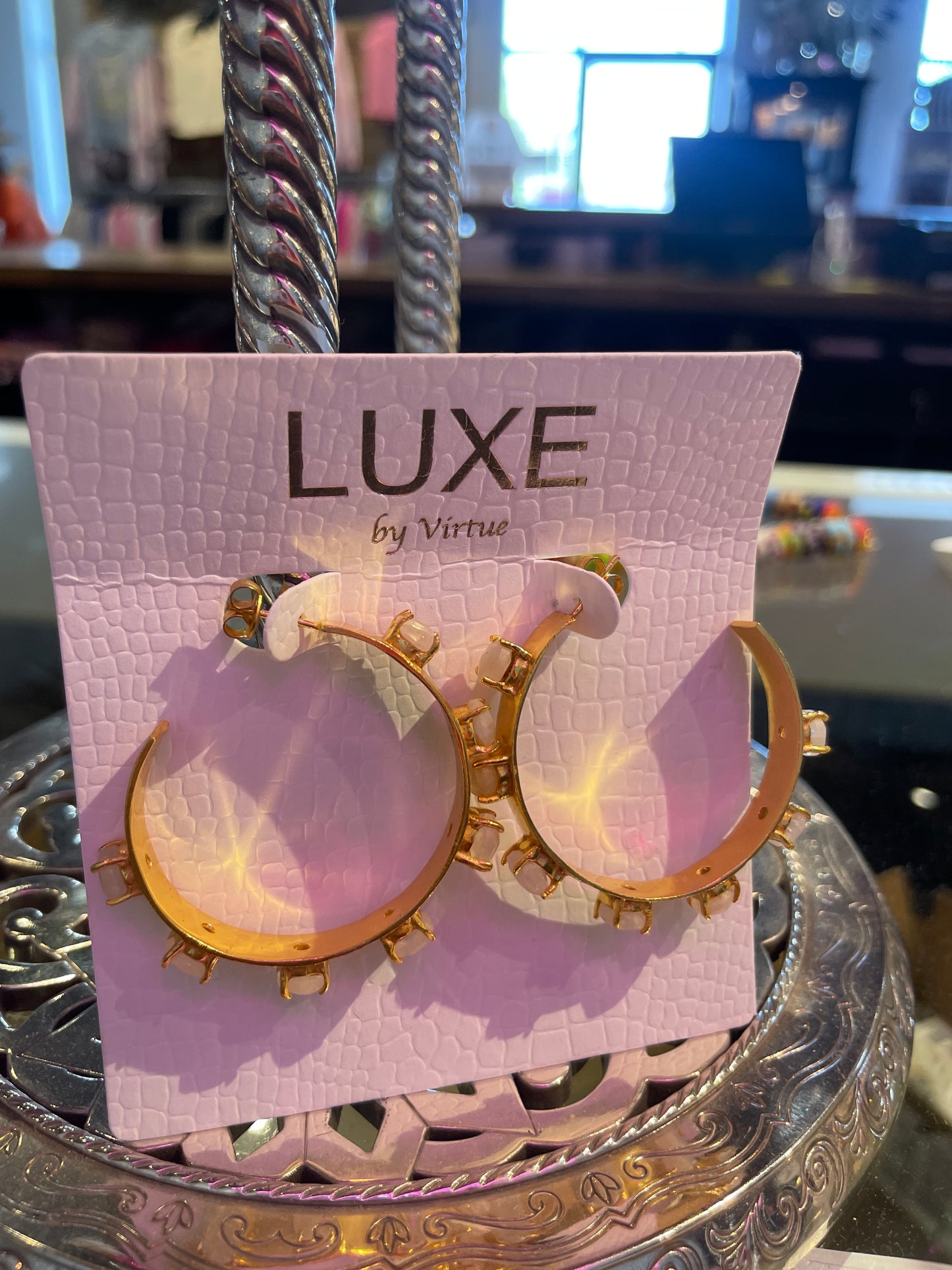 Hannah Bezel Studded Hoop