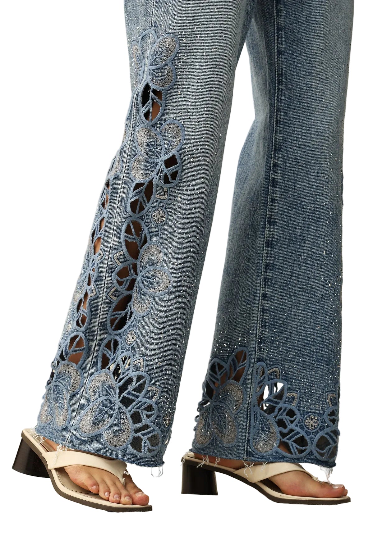 Cut out rhinestone jeans