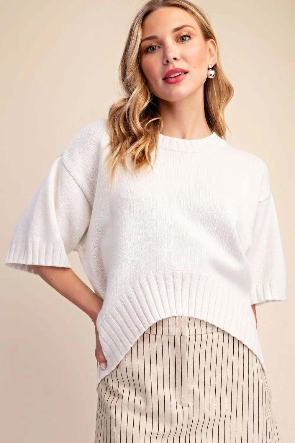 Soft Feel Asymmetric Hem Sweater