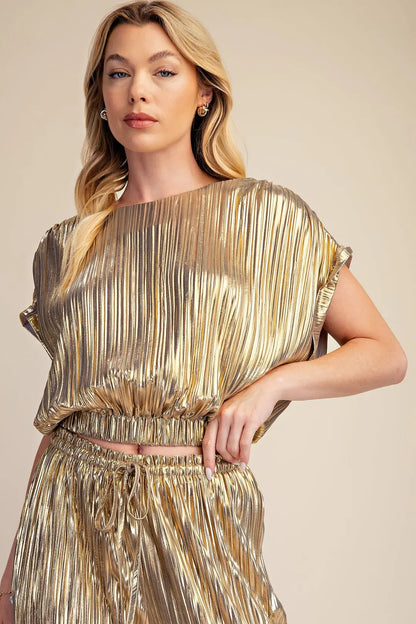 Drop Shoulder Waist Band Crop Top