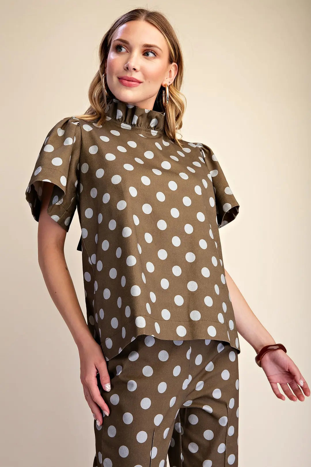 Polka Dot Ruffle Top