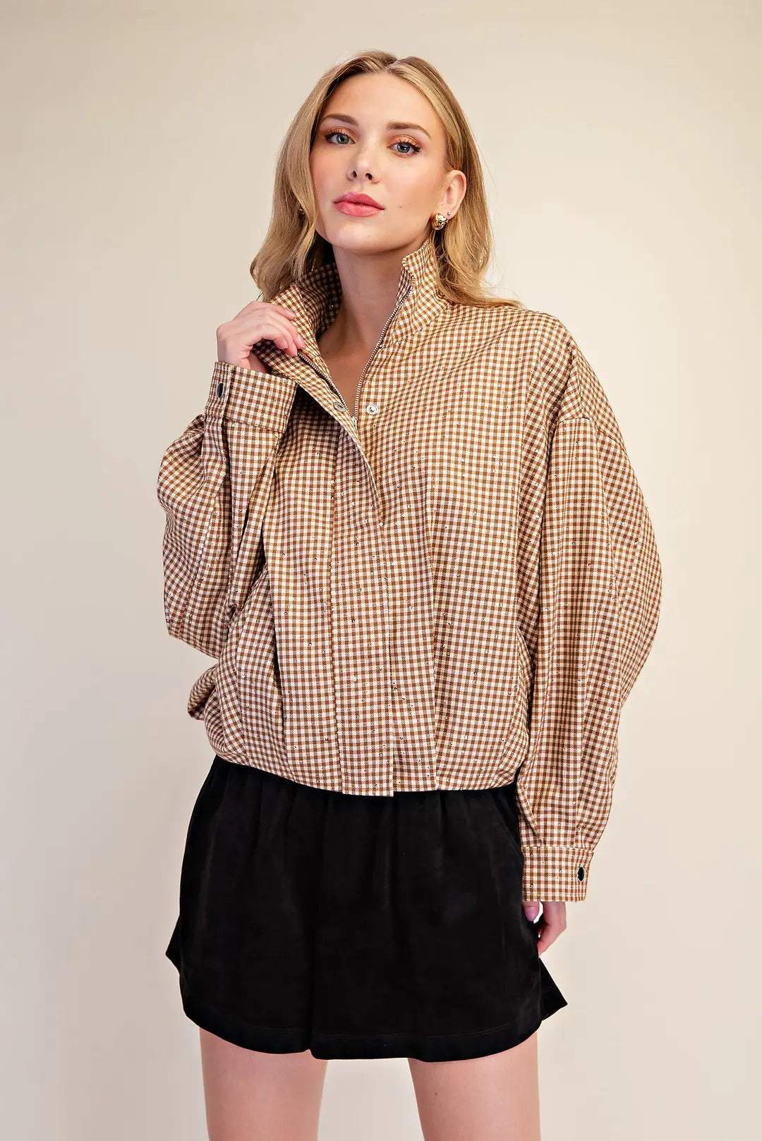 High Neck Long Sleeve Bomber Jacket
