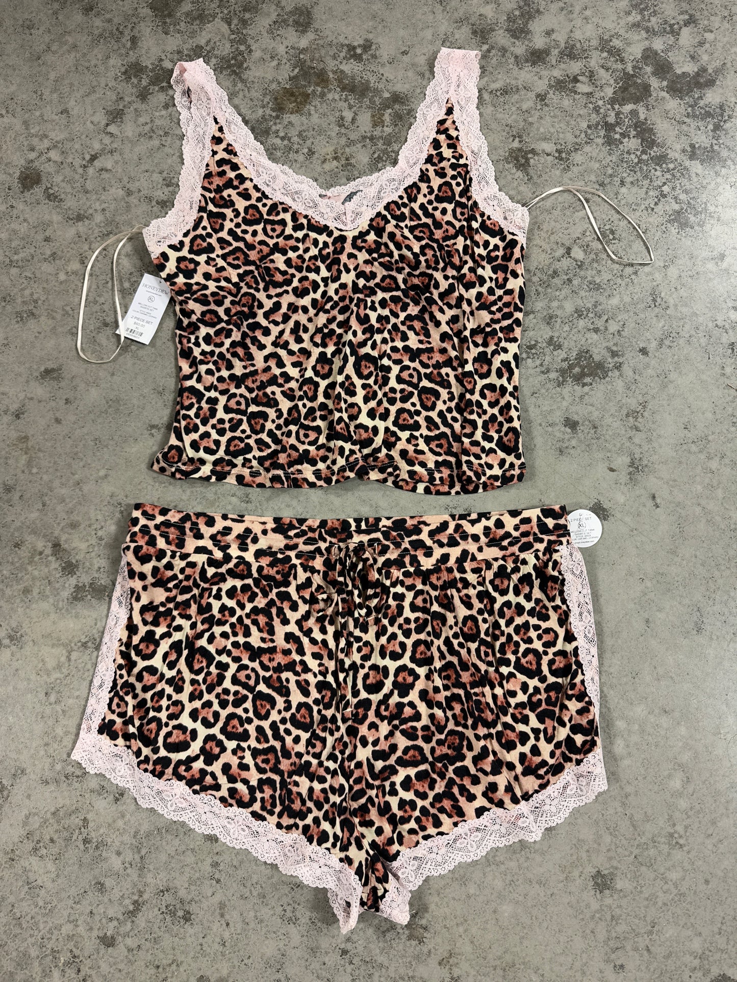 CARAMEL LEOPARD PJS LACE