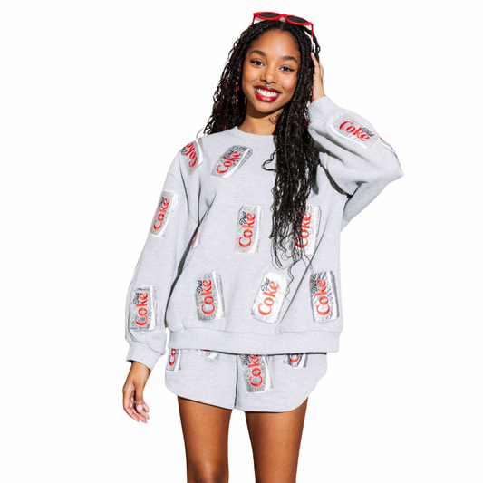 Grey Scattered Diet Coke Can Sweatshirt