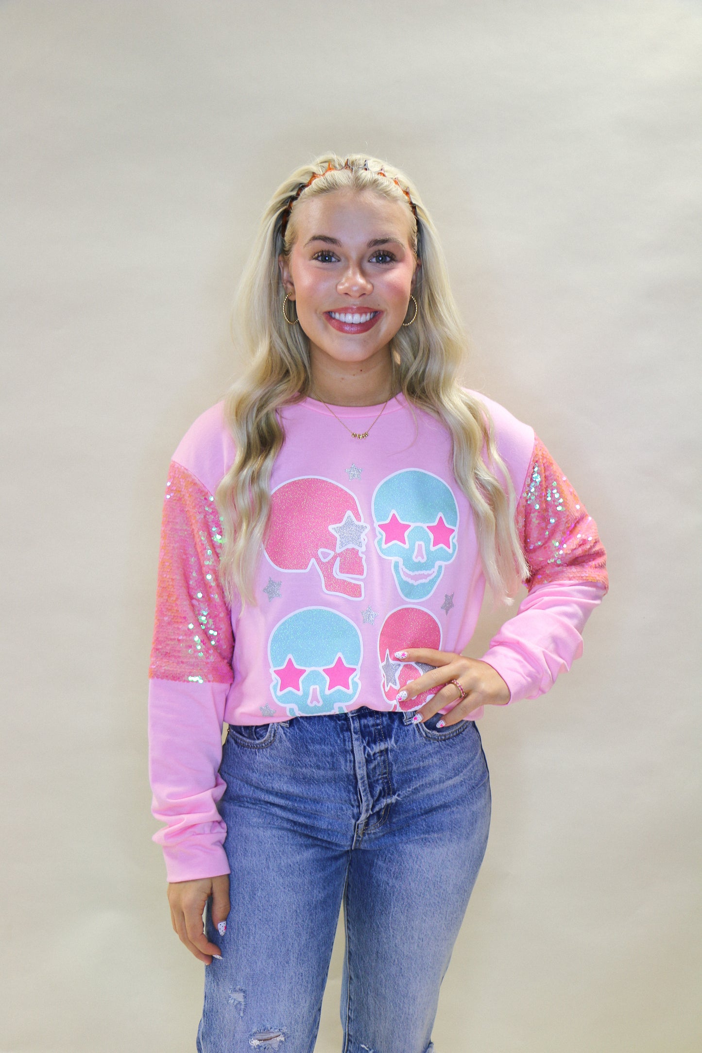 Pink candy skull long sleeve