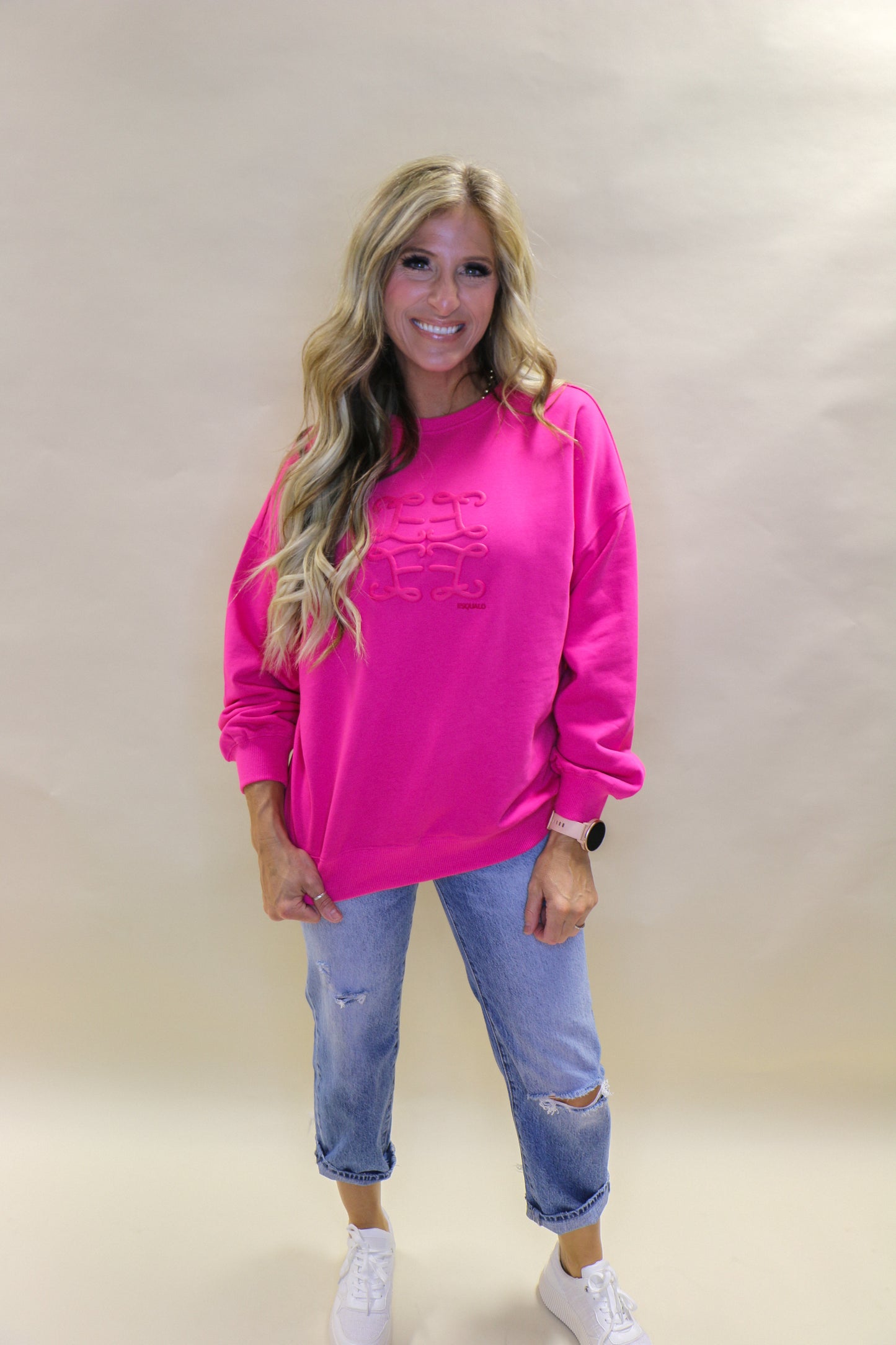 Pink embossed sweater